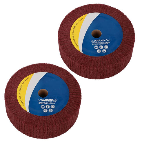 6inch Non-Woven Abrasive Grinding Flap Wheel Nylon Fiber Wheel Scouring Buffing Pad for Rotary Tool 2inch Thickness 240 Grit Red...