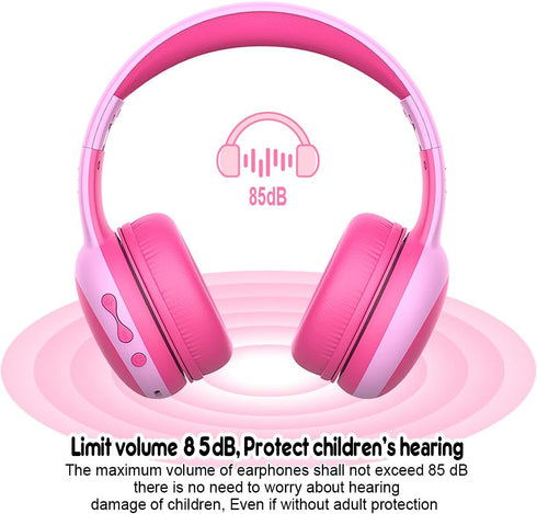 gorsun Bluetooth Kids Headphones with Microphone,Children's Wireless Headsets with 85dB Volume Limited Hearing Protection,Stereo Over-Ear Headphon...