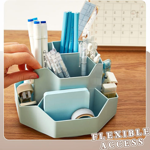 kaileyouxiangongsi Rotating Art Supply Storage Organizer,Pencil Holder with 9 Compartment, Pen Storage Organizer, for Kids Art Desk, Homeschool Su...