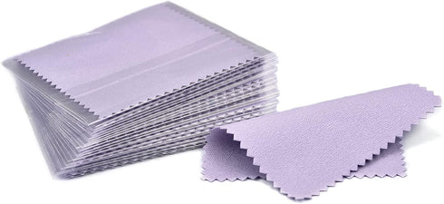 SEVENWELL 50pcs Jewelry Cleaning Cloth Purple Polishing Cloth for Sterling Silver Gold Platinum Small Silver Polish 8x8cm...