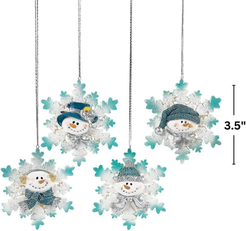 Glitter Snowman and Snowflake Christmas Ornaments (Set of 12)...