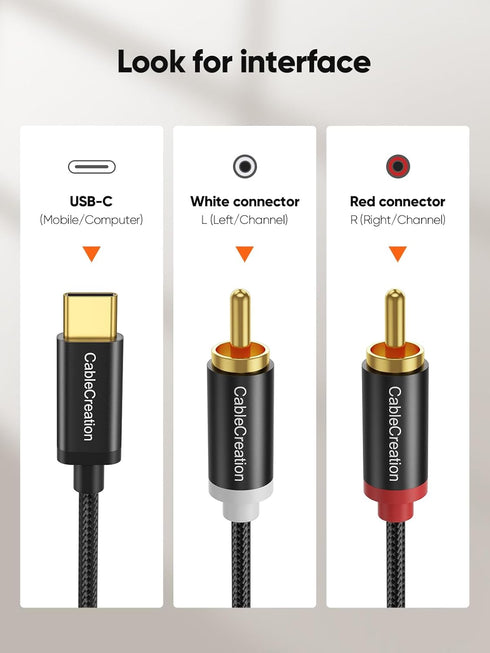 CableCreation USB C to RCA Audio Cable 3.3FT, Type-C to 2 Male Y RCA Splitter, RCA to USB C for iPhone 15 Series, Tablet, Home Theater, DVD, Ampli...