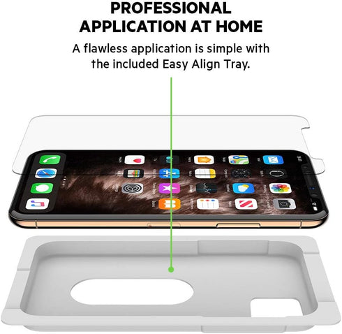 Belkin Screen Protector for Apple iPhone 11 Pro, iPhone XS or iPhone X with Antimicrobial-Treated Coating and Included Easy Align Tray for Simple,...