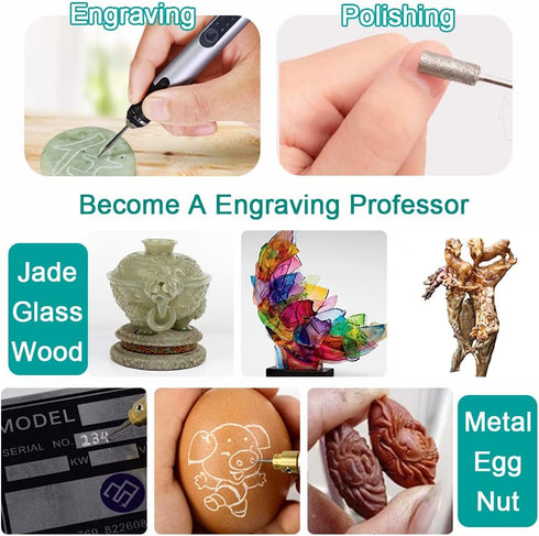 USB Rechargable Engraving Pen with 35bits,Mini Electric Engraver Etching Machines Cordless Rotary Tools Engraved Jewelry Stone Metal Plastic Wood ...