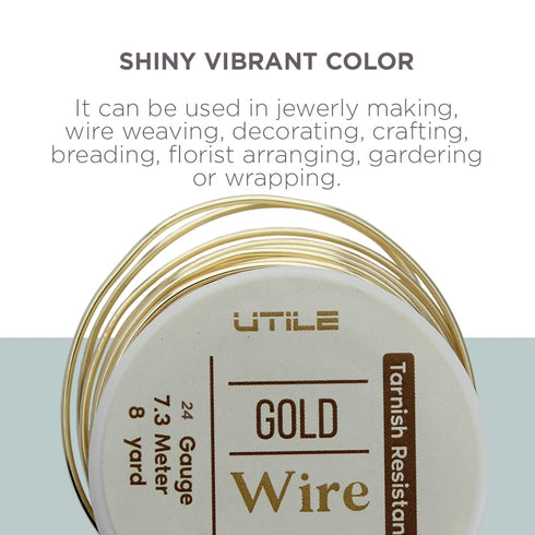 UTILE 18 20 22 24 Gauge Copper Wire for Jewelry Making 30 Yards / 90 ft – Craft Metal Wire, Beading and Bendable Wire - Floral Décor, Armature and...