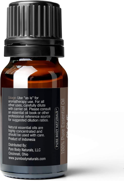 Pure Body Naturals Clove Bud Essential Oil, 10 ml - Pure and Undiluted Therapeutic Grade for Aromatherapy Diffuser and Relief...
