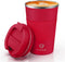 12 oz Stainless Steel Vacuum Insulated Tumbler - Coffee Travel Mug Spill Proof with Lid - Thermos Cup for Keep Hot/Ice Coffee,Tea and Beer (Red)...