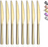 HOMQUEN Gold Steak Knives, 8 Piece Premium Stainless Steel Steak Knife Set, Meat Knife Sets, German Steak Knives Serrated, Tomato Knife, For Home,...