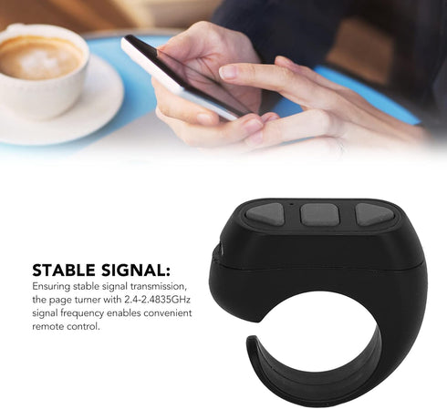 App Page Turner, Bluetooth Remote Control Page Turner Cell Phone Camera Video Recording Shutter Selfie , Scrolling Ring Clicker for Tiktok Reading...