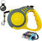 Retractable Dog Leash + Holder for Apple Airtag, 16 Feet Long Suitable Small Medium Dogs up to 33lbs, Yellow Gray...