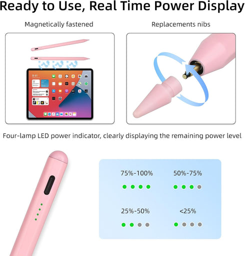Stylus Pen for iPad, with tilt-Pressure Sensitivity and Multi-Point Anti-False-Touch Function. 20-Minute Fast Charging for 2018-2023 iPad/Mini/Pro...