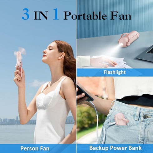 LifePlus Air Cooler 3 IN 1 Handheld Fan Personal Fan Small Pocket Fan Portable Desk Fan Speed Adjustable Flashlight...
