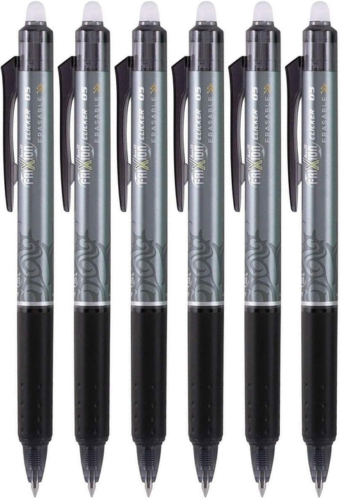 PILOT FriXion Ball Clicker Erasable Gel Ink Retractable Pen, Extra Fine Point, 0.5mm, 6 Count (Black)...