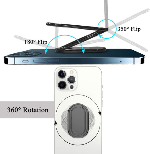 Cell Phone Ring Holder Finger Kickstand 360° Foldable Swivel Phone Stand Metal Back Ring Grip Foldable Ring Stand for Magnetic Car Mount iPhone an...