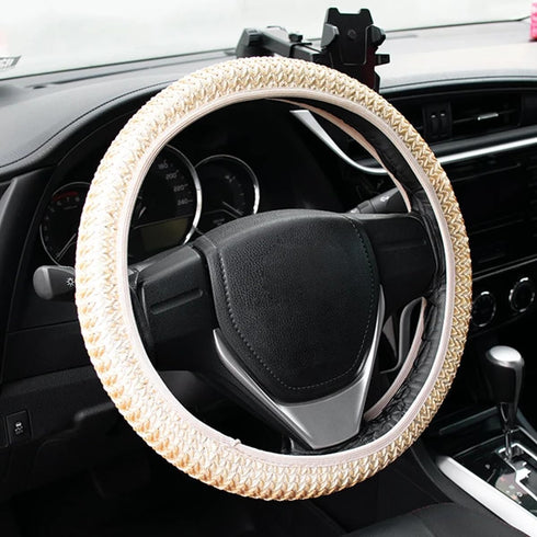Car Steering Wheel Cover, Microfiber Breathable Ice Silk Steering Wheel Cover for Women & Men, 15 Inch Car Accessories Anti-Slip Interior Trim Whe...