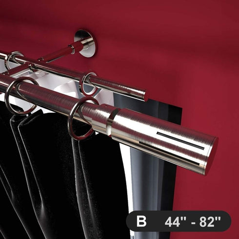 Adjustable Double Curtain Rod, 44-82 Inch, 3/4 Inch Diameter, Brushed Nickel Finish, Wall Mount, Shooting Star Finials...