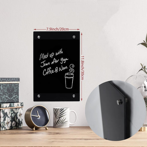Black Glass Dry Erase Whiteboard, 8" x 12" Frameless Glass White Board for Home,School,Office,Black Surface?Glass BB-BK-2030?...