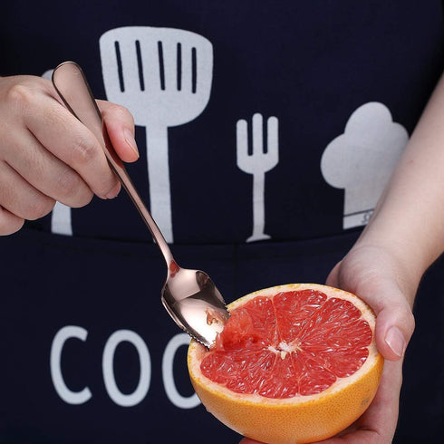 HOMQUEN Rose Gold Grapefruit Spoons 3 Pieces Set, 2 Stainless Steel Grapefruit Spoon and 1 Grapefruit Knife with Titanium Plating, Grapefruit Uten...