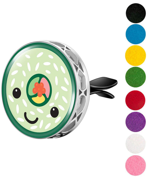 Wild Essentials Enamel Finish Sushi Roll Aromatherapy Car Air Freshener Essential Oil Car Vent Diffuser With Vent Clip and 8 Color Refill Pads...