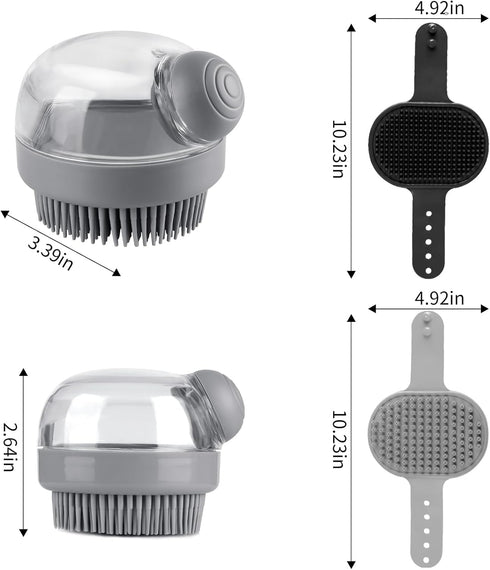 3PCS Dog Bath Brush | Dog Shampoo Brush | Dog Scrubber for Bath | Dog Bath Brush Scrubber | Dog Shower/Washing Brush with Adjustable Ring Handle f...