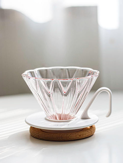 ElephantNum HERO Petal Glass Coffee Dripper V60 Barista Pour Over Hand Drip Brewer Pink...