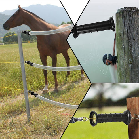 Electric Fence Gate Handle Insulated Spring Gate Handle Electric Fence Arch Hook for Fence Home (Black, 2Pcs)...