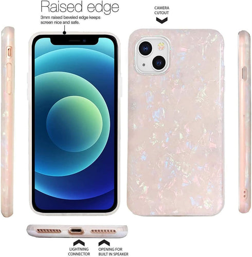 J.west Case Compatiable with iPhone 13 6.1 inch,Sparkly Opal Glitter Translucent Clear Soft TPU Slim Fit Protective Phone Cover Case for Women Gir...