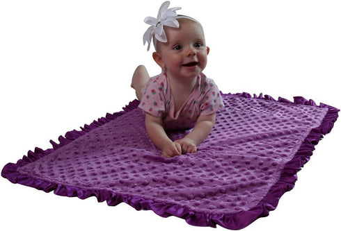Baby Girls Reversible Minky Velboa Stroller Blanket (Choose Color) (Birds/Violet)...