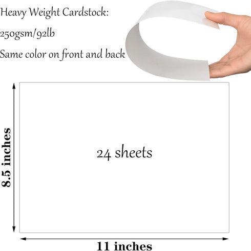 24 sheets White Cardstock Paper 8.5 x 11 Inches for DIY Cards, Invitations, Scrapbooking and Other Crafts(250gsm/92lb)...