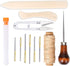 WONVOC 12 Pcs Bookbinding Tools Kit, Bone Folder Paper Creaser, Sewing Awl Tool, Waxed Thread, Large Eye Needles, Scissors for Leathercraft Bookbi...
