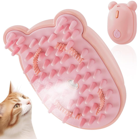 Cat Steam Brush Rechargeable Cat Brush Steamer for Shedding,Self-Cleaning Grooming Brush for Long &Short Haired Dogs and Cats,Remove and Clean Tan...