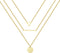 Harlorki Dainty Simple 14K Gold Plated Layered Link Chain Choker Triangle Bar Hammered Disk Pendant Necklace Fashion Jewelry Gift for Women Lady...