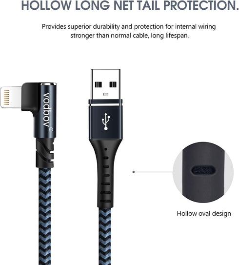 iPhone Charger Lightning Cord 3Pack 1FT 3FT 6FT Right Angle MFi Certified Cable Braided USB Charging Wire High Speed Black......