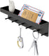 MKO Key Holder Wall Mount, Key Holder Wall Mount Adhesive with Mail Organizer Tray with 6 Key Hooks for Wall, Black...