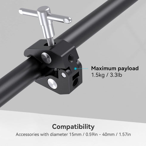 SMALLRIG Super Clamp with 1/4 and 3/8 Thread for Cameras, Lights, Umbrellas, Hooks, Shelves, Plate Glass, Cross Bars, etc - 735...