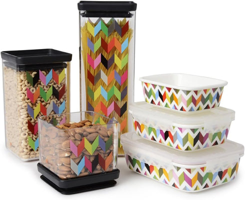 French Bull Ziggy Plastic BPA Free Leak-Proof Cereal and Dry Food Storage Container with Lid-Pantry, Kitchen, Snacks, Airtight, Stackable, Organiz...