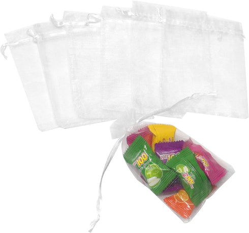 100Pcs Organza Bags 3x4 inches White, Small Mesh Jewelry Gift Bags Drawstring Wedding Favor Bags Christmas Party Candy Pouches...