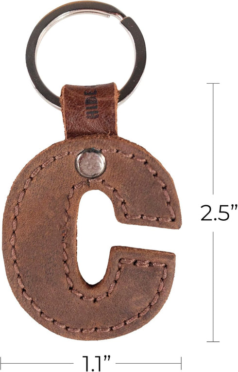 Hide & Drink Thick Leather Alphabet Letter Keychains Handmade Bourbon Brown...