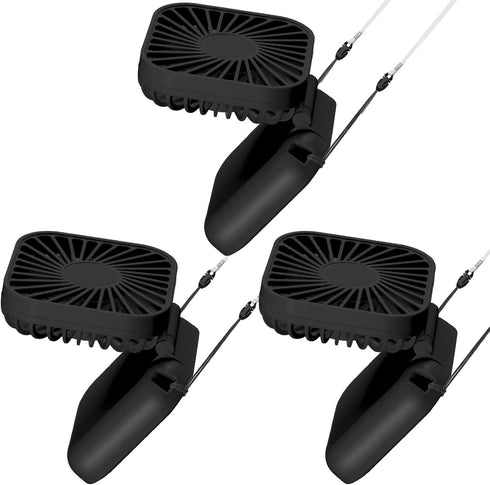 Hortsun 3Pack Necklace Fan Portable Neck Hanging Fan Mini Fan Handheld Fan for Cooling Small Personal Hands Free Fan USB Rechargeable Battery 3 Sp...