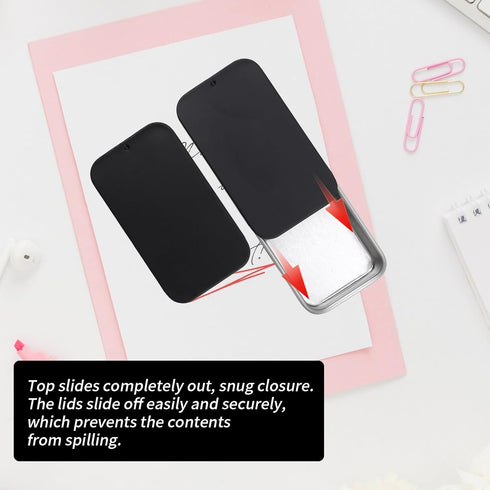 Coshar 20pcs Mini Slide Top Tin Containers Portable Rectangular Box for Crafts Storage, DIY Lip Balms and Solid Perfumes(Black)...