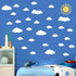 Sun and 30PCS White Clouds Removable Vinyl Wall Decals Peel and Stick Wallpaper Stickers for Nursery Bedroom Living Room...