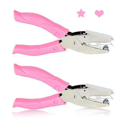 MIAO JIN 2Pcs 1/4 Inch Heart and Star Metal Single Handheld Hole Punch for DIY Craft Paper Scrapbook Puncher Hand Tool with Grip (Star&Heart)...