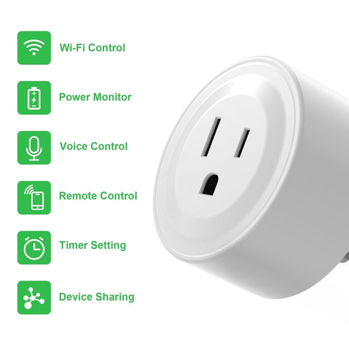 Smart Plug, 2.4Ghz WiFi Plugs Work with Voice Contrl, Smart Outlet with Timer & Group Controller, WiFi Plug with Energy Monitoring, Remote Control...