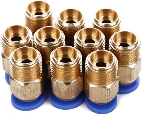 Eowpower 10 Pcs PC4-M10 Pneumatic Air Straight Quick Fitting 4mm thread M10 One touch hose Connector...