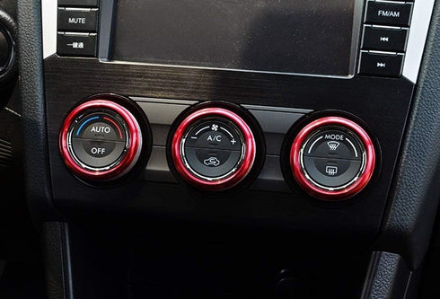 iJDMTOY Compatible with Subaru WRX, STI, Impreza, Forester, XV Crosstrek, 3pc Red Anodized Aluminum AC Climate Control Turner Cover Rings...