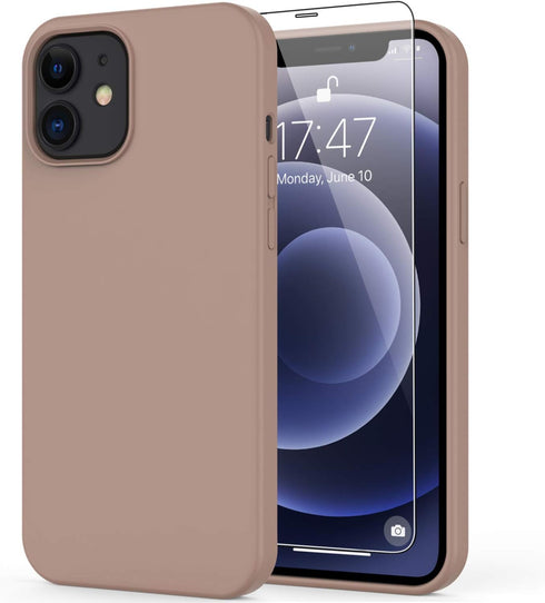 DEENAKIN Compatible with iPhone 12 Case,iPhone 12 Pro Case with Screen Protector,Soft Silicone Gel Rubber Bumper Cover,Slim Shockproof Protective ...