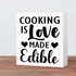Kitchen Wood Box Signs,Cooking is Love Made Edible Kitchen Wood Block Signs with Sayings for Kitchen Table Decor,Funny Kitchen Sign Decor for Shel...