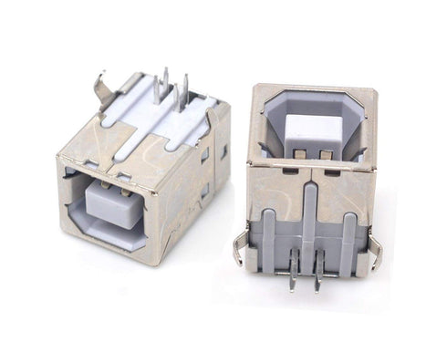 YXQ USB Type B Female Port 4-Pin 90 Degree B Solder Jack PCB Mount DIP Socket Connector Silver Tone, 5-Piece...
