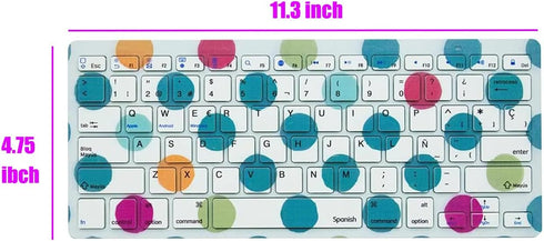 Spanish Wireless Bluetooth Functional Shortcuts Color Keyboard Compatible for iPad, iPad Pro,iPhone,iOS,Mac OS,Android Tablets,Windows(Battery Not...