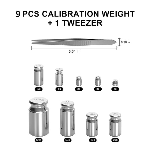 Calibration Weights 210g,9 PCS High Precision Scale Calibration Weight Kit,1g 2g 5g 10g 20g 50g 100g Calibration Weight with Stainless Tweezers fo...